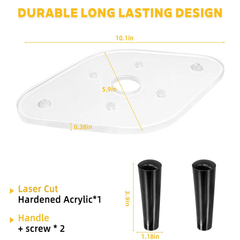 Clear Acrylic Router Base Plate With Reinforced Dual Handles For Compact Routers Rock Solid Stability And Smooth Sailing Cuts For Fine Woodworking Enthusiasts Knockout Clarity dimensions 10.1 x 5.9 inches