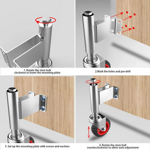 Spring Loaded Gate Casters 5 Inch Rubber Tire Heavy Duty Gate Caster Wheels installation on wooden gate step-by-step guide.
