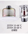 One Piece Automatic Upright Hidden Fire Sprinkler Stainless Steel Heavy Duty Emergency Rescue Accessory With Performance For Ultimate Home Security And Blaze Defense ZSTDY 8093 close-up view with temperature ratings.