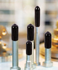 163 Piece Rubber End Caps Set With 9 Common Sizes 2mm To 20mm Round Bolt Covers shown on metal bolts