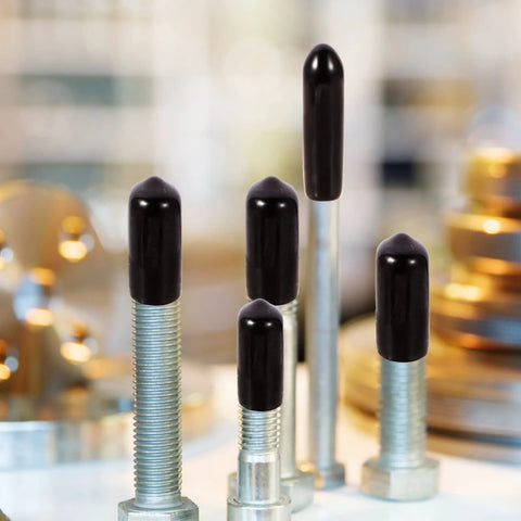 163 Piece Rubber End Caps Set With 9 Common Sizes 2mm To 20mm Round Bolt Covers shown on metal bolts