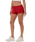 Ultra Lightweight Women Running Shorts With Quick Dry Fabric Built In Liner And Zipper Pocket For Essentials Adjustable Elastic Waistband Red