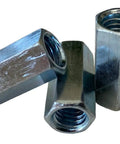 Heavy Duty Zinc Hex Coupling Nuts Pack Of Four Ultra Tough Three Eighths Twenty Four Threaded Rod Connectors in metallic finish.