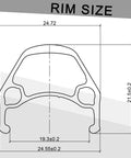 Diagram showing rim size dimensions for the All Terrain Mountain Bike Wheelset with Carbon Hub for 26 27.5 and 29 Inches.