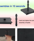 45lbs Beefy Heavy Duty Outdoor Umbrella Base For 1.2 To 2.2 Inch Poles, Steel Square Weighted Stand assembly process
