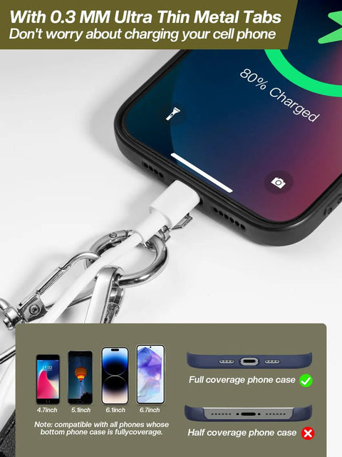 Clip And Go Phone Lanyard With Wallet Crossbody Strap Detachable RFID Wristlet Wallet showing charging port