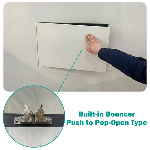 Slick Heavy Duty Tile Access Panel Kit Conceals Drywall Wires And Pipes Dead Simple Pop Open System No Sweat Install Crisp Seamless Look Sturdy Steel Build 600X1200MM with push-to-open mechanism.