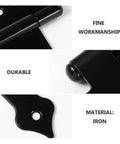 Close-up of Heavy Duty T Shaped Black Door Hinges Set Of 3 With Flower Decorative Strap Hinges showing details and craftsmanship.