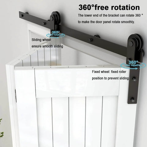 Beefy Heavy Duty 3.5 Foot Bi Folding Barn Door Hardware Kit For Two Doors, Carbon Steel Sliding Track System in Frosted Black.