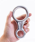 Figure 8 Descender For Climbing And Belay Rigging, Heavy Duty Aluminum Alloy 35KN Rope Descender With Ears And Belay Slot in hand