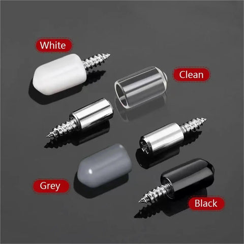 Heavy Duty Self Tapping Screws With Rubber Sleeves 40 Piece Set in black, grey, white, and clear for wall mounting.