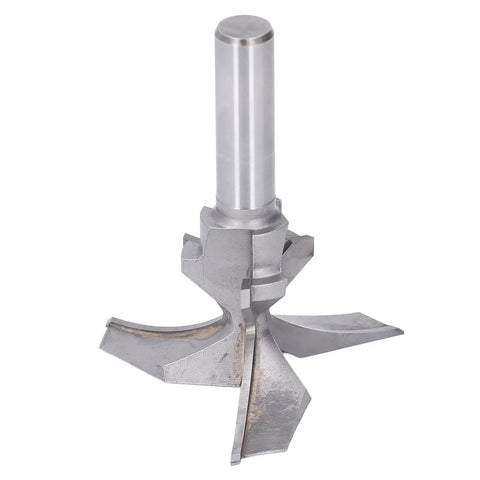 Super Cool Thonlai Arc Bending Router Bit With 1/2 Inch Shank and Three Flutes for smooth wood slotting close-up view.