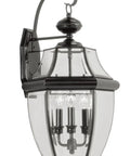 Monterey Three Light Outdoor Wall Lantern In Black Finish With Solid Brass Construction And Clear Beveled Glass For Classic Curb Appeal And Built To Last All Weather Exterior Lighting