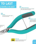 Ultra-Precise Flush Cut SMD Tip Cutter with Ultra-Fine Tapered Relieved Head, ergonomic grip, Swiss made, 4 1/4 inch length