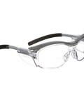 Safety Glasses With Built In Readers Plus 2.0 Diopter For Reading And Eye Protection ANSI Z87 Clear Lens Gray Frame Soft Nose Bridge