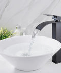 Vessel Sink Waterfall Tall Bathroom Faucet, Modern Vanity With Single Handle, 1 Hole Installation, Pop Up Drain, Oil Rubbed Bronze Finish