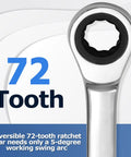 18mm Metric Ratchet Wrench End Head 72 Tooth Ratcheting Gear Spanner Built From High Carbon Steel With Chrome Finish Close-Up