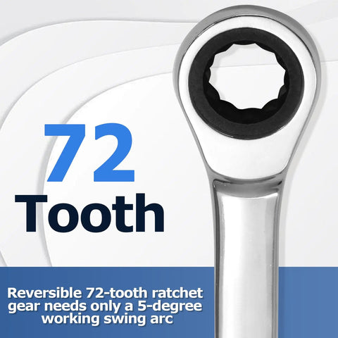 18mm Metric Ratchet Wrench End Head 72 Tooth Ratcheting Gear Spanner Built From High Carbon Steel With Chrome Finish Close-Up