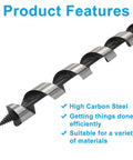 Close-up of Three Quarter Inch Wood Auger Drill Bit With Twelve Inch Length And Hex Shank For Soft And Hard Wood Carbon Steel Construction.