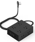 12 In 1 Flat Plug Power Strip With 8 Outlets, 3 USB A Ports And 1 USB C Port, 5Ft Ultra Thin Flat Extension Cord, Surge Protector shown on white background
