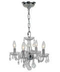Four Light Crystal Chandelier In Chrome Finish With Cranberry Red Crystals, 16 Inch Diameter And 12 Inch Height, Includes Canopy