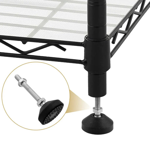 Heavy Duty M10 Furniture Leveling Feet 4 Pack Adjustable Swivel Glides For Tables Desks Shelves And Chairs attached to shelf