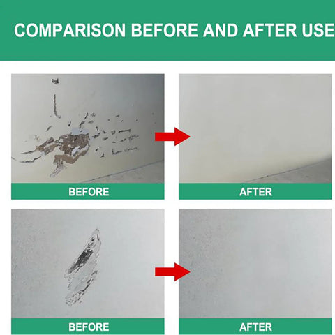 Comparison of wall damage before and after using Fast Drying Wall Repair Paste With Scraper For All Surfaces Waterproof Crack Resistant Spackle