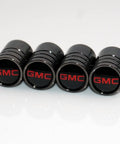 GMC Logo Emblem Valve Cap Set For Cars Four Pack Dope Carbon Fiber Look Black Chrome Wheel Tire Stem Covers Easy Install 8mm