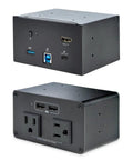 Dead Simple In Desk Usb C Conference Dock Station With 4K Hdmi And 60W Power Delivery For No Drama Boardroom Integration, black docking hub with ports.