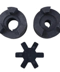 Heavy Duty 1/2 Inch To 7/8 Inch Flexible L Jaw Coupling Set With Buna N Rubber Spider For Log Wood Splitter 3 Piece Industrial Grade Interchangeable With Lovejoy Martin Browning TB Woods Built To Last black 3-piece set