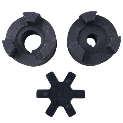 Heavy Duty 1/2 Inch To 7/8 Inch Flexible L Jaw Coupling Set With Buna N Rubber Spider For Log Wood Splitter 3 Piece Industrial Grade Interchangeable With Lovejoy Martin Browning TB Woods Built To Last black 3-piece set