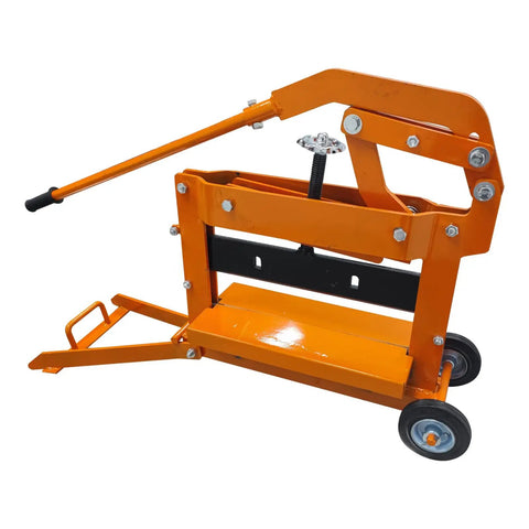 Manual Block Splitter Cutter Portable Paver Cutting Tool For Easy Brick And Stone Cutting Adjustable Cutting Size From 0 To 3.9 Inches And Width Up To 15.7 Inches Built For Quick Labor Saving Work On Job Sites., orange steel manual block splitter cutter with wheels for brick and paver cutting