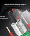 Adjustable stripping head showing 10-40mm cable stripping range for Heavy Duty Electric Wire Stripper For Drill, 6-14 AWG Cable Stripping Tool.