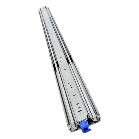 Side view of Industrial Strength Heavy Duty Drawer Slides With Lock Full Extension Ball Bearing Rails For RVs Trucks And Cabinets 72 Inch Length