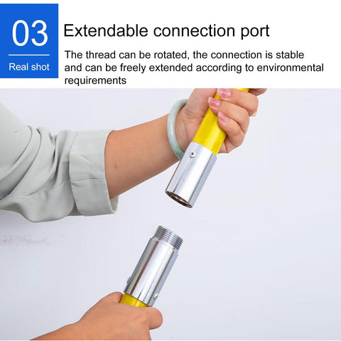 Person connecting the Insulated Rescue Pole With 2 Meter Epoxy Fiberglass Handle And Rescue Hook, showing the extendable joint.