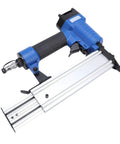 Rock Solid 18 Gauge Pneumatic Brad Nailer Built With Rugged Aluminum Alloy Construction, side view showing magazine and handle.