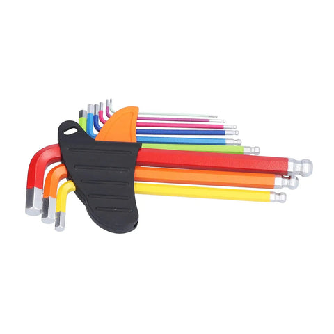 Dope Colorful Hex Wrench Ball End Set With 9 Pieces Long Arm Socket Keys Made From Rustproof Chrome Vanadium Steel For Precise Bike Repair And Daily Home Fix Jobs Your Go To Tool in black holder
