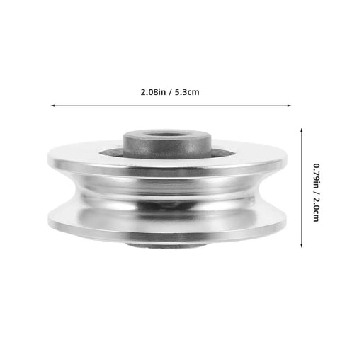 Aluminum Pulley Wheel For Cable Machines 2.09 Inch Silent Bearing Rope Roller For Home Gym Pulley Systems And Weight Lifting Attachments, silver side view
