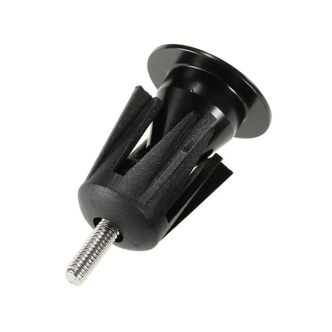 Bar End Plugs 2 Pack End Caps For Mountain Road BMX Bikes Aluminum Rubber Sponge Dope Durable Easy Install Fits 24mm Outer Diameter Bars With 17mm And Up Inner Diameter Black, showing a single black plug with rubber and aluminum construction.