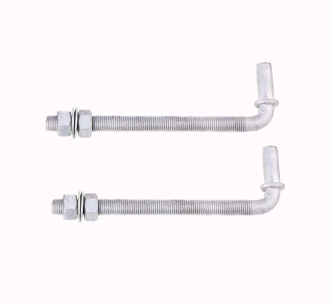 J Bolt Gate Hinge For Chain Link Fence With Five Eighth Inch Hinge Pin Galvanized Steel Construction Eight Inch Overall Length Includes Washers And Nuts Outdoor Heavy Duty Gate Hardware Two Pieces