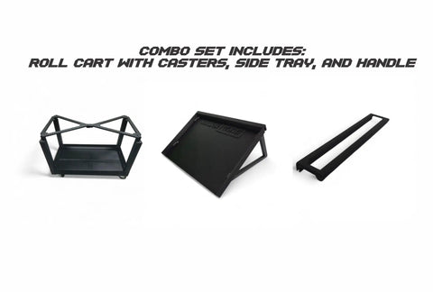 Roll Cart With Side Tray And Handle Combo For US General Mini Tool Box Slick Pro Grade Accessory Set Made In USA Mini Storage Cart Heavy Duty Organizer Easy Roll Utility Tray components displayed