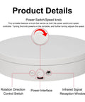 Smooth Spinning 360 Degree Electrical Turntable With Killer Remote Control For Pro Photography And 3D Modeling, showing power knob and controls.