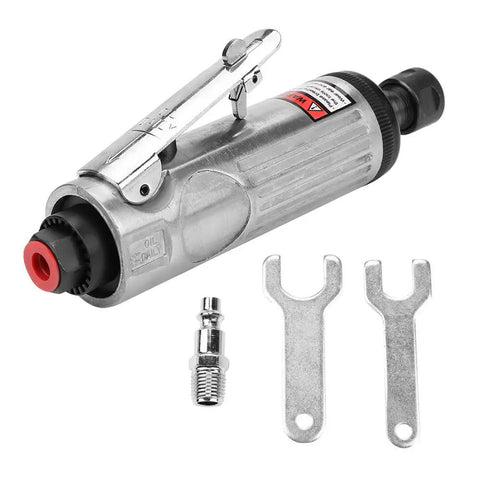 High Speed 1/4 Inch Pneumatic Die Grinder Air Powered Hand Tool with accessories for grinding and polishing tasks.