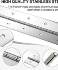 Tough As Nails Heavy Duty 16 Inch By 2 Inch Piano Hinge 0.047 Inch Thick Stainless Steel Two Pack Continuous Hinge with close-up details