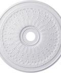 Ornate Oakleaf Ceiling Medallion 29 1/8 In Outside Diameter, 3 5/8 In Inner Opening, 1 In Projection, Primed in white