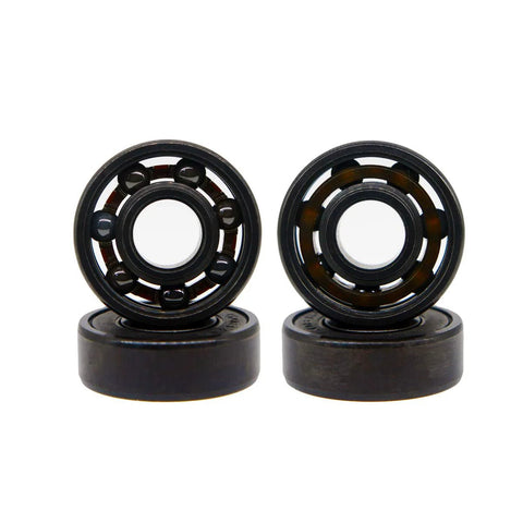 Front view of two black Z-First 608RS hybrid ceramic bearings with visible steel balls.