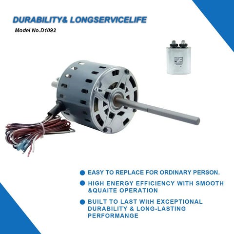 RV Air Conditioner Fan Motor With Capacitor One Third HP 115 Volt 1675 RPM Two Speed Plug And Play Replacement
