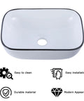 White Ceramic Oval Vessel Sink 23 By 16 Inch Modern Above Counter Bathroom Lavatory Vanity Basin With Premium Glaze Scratch Resistant Surface