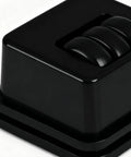 Furniture Casters Heavy-Duty Roller, close-up view of black caster wheel assembly with three smooth rollers.