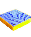Oil Spill Containment Tray For Warehouses, Modular Polyethylene Pallet With Drain, Leakproof Anti Slip Platform, blue and yellow